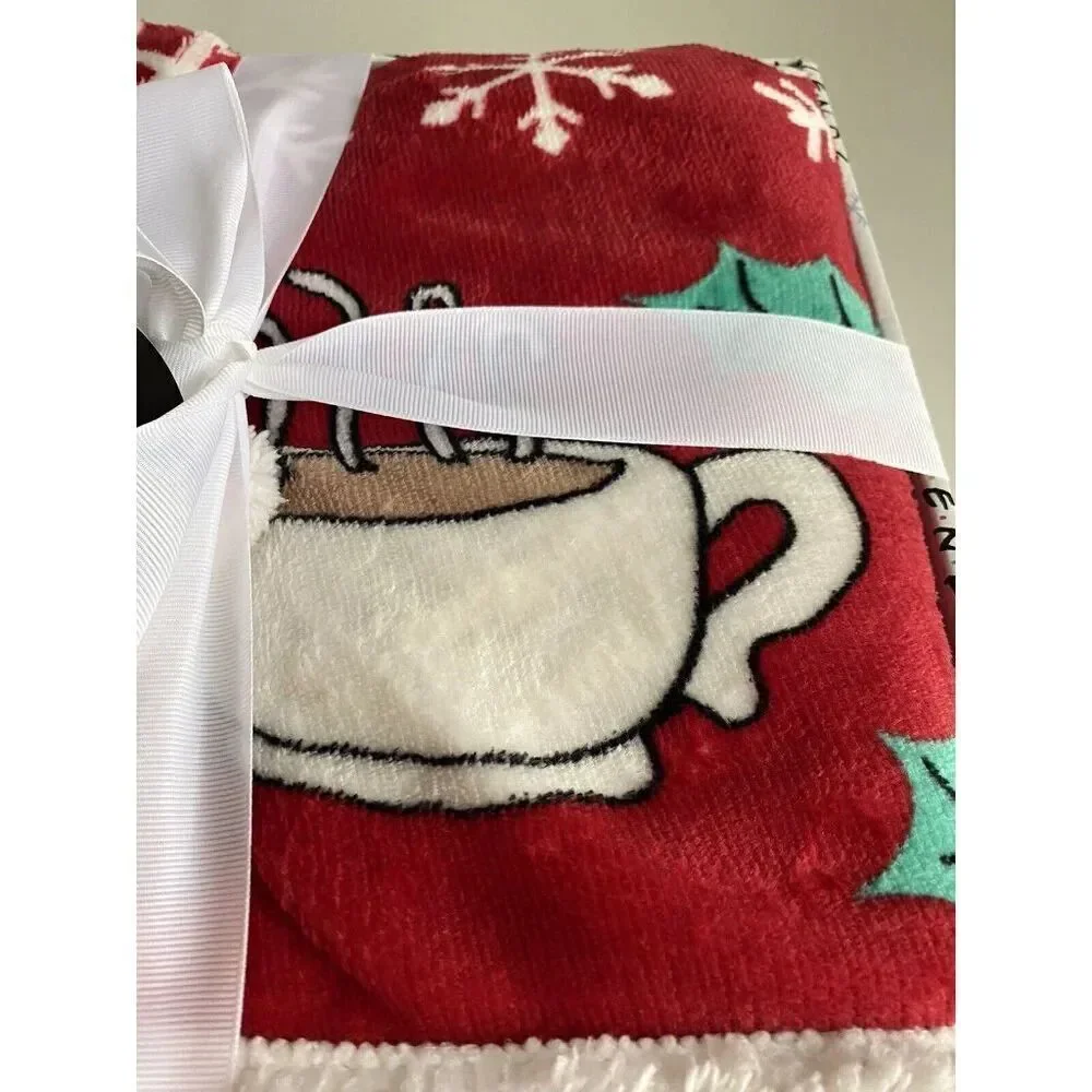 Friends Sherpa Backed Soft Throw Blanket 46 in X 60 in‎ Central Perk Coffee NEW